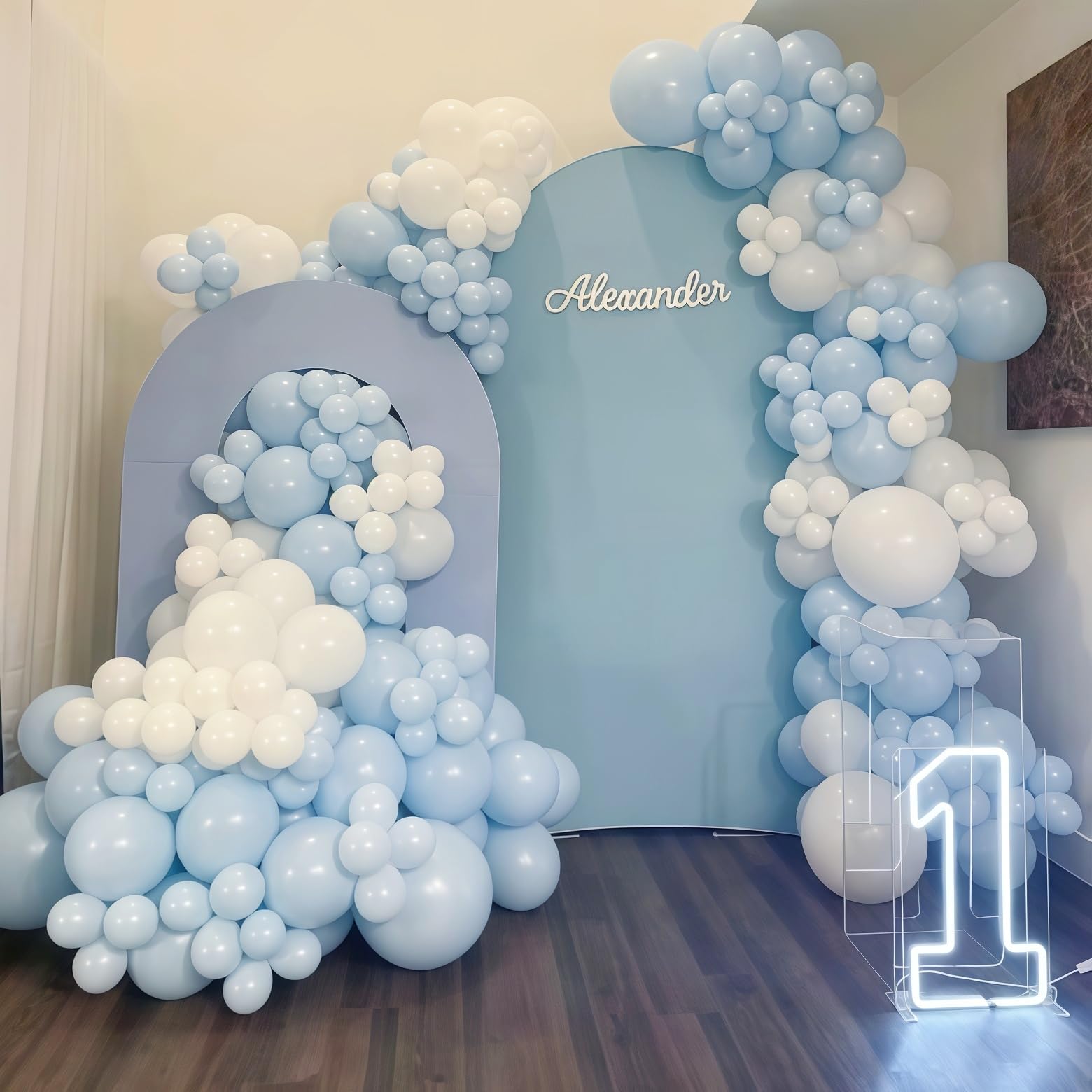 12 Zoll Luftballons Pastell Blau Weiß Geburtstagsdeko, 35 Stück Hell Blau Pearl Weiß Transparenter Latexballon, Pastell Helium Ballons für Geburtstag Babyparty Brautparty Hochzeit Verlobung Winter
