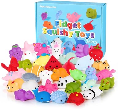 36 Pack Fidget Squishy Toys - Kawaii Soft Squishies Party Favors for Kids 3-5, 4-8, 8-12 - Goodie Bag Stuffers, Easter Egg Fillers, Treasure Box Prizes & Sensory Classroom Rewards