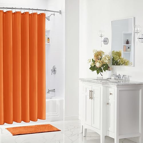 Miniatura 5 de Gibelle Cortina de ducha de tela naranja, 72 x 72 pulgadas, forro de cortina de ducha impermeable para baño con ojales de metal y 12 ganchos de