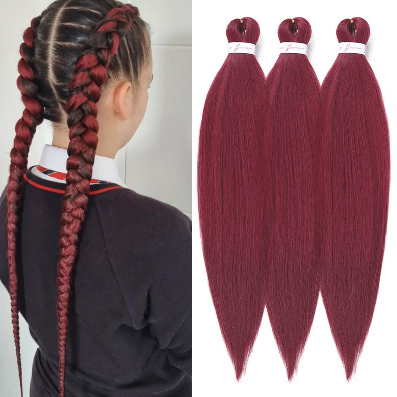 5 packs of wine red braiding hair *NWT* ShowJarlly 5 Packs Ombre Jumbo Braid Hair, Red Wine  main image 2