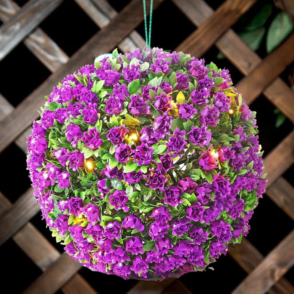 Dolce Vari 28cm Dual Function Solar Powered Topiary Garden Ball Sphere 20 Led Lights (Red, 1)