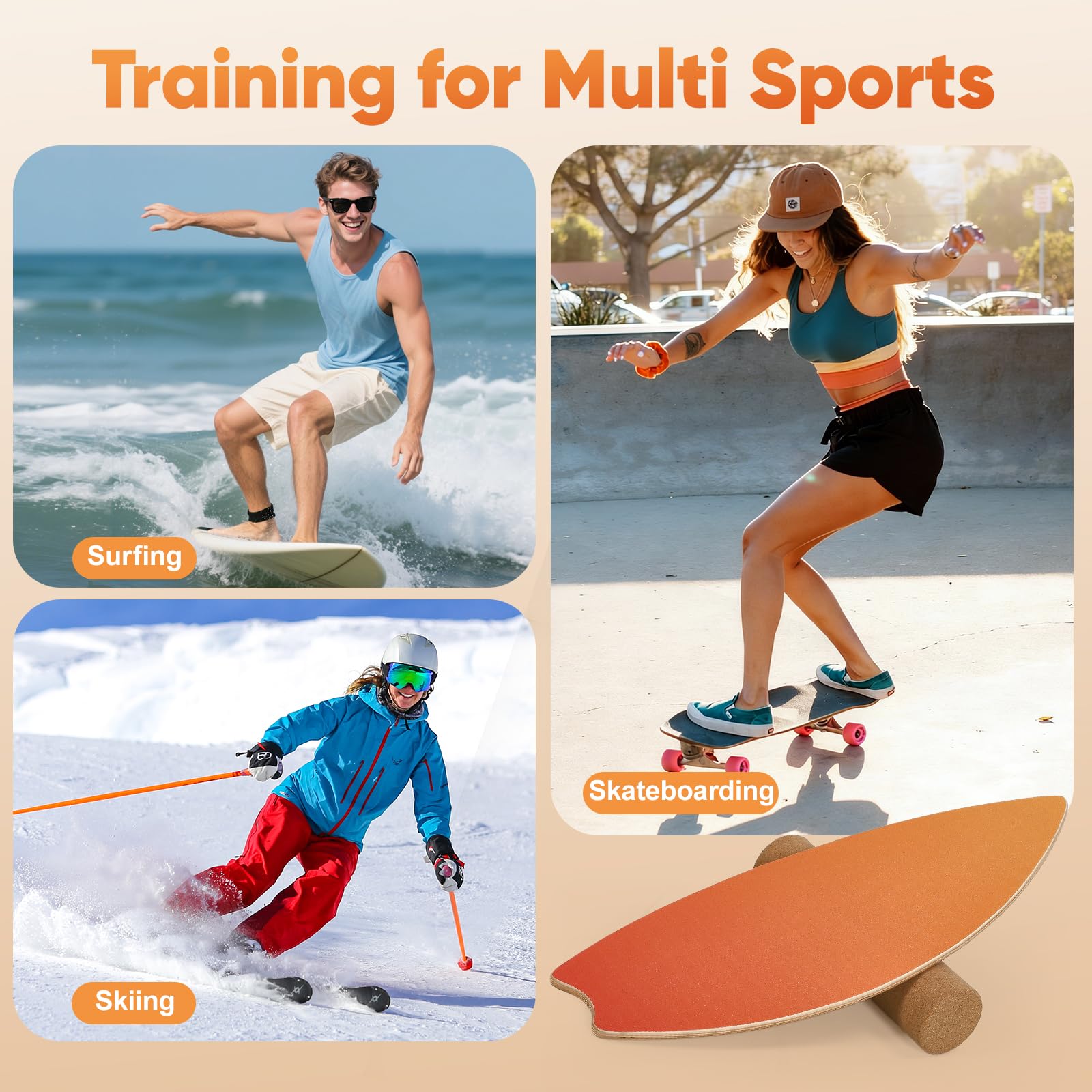 Balance Board per adulti, allenamento dell'equilibrio e allenamento core per l'allenamento a casa, tavola oscillante in legno con rullo, semisfera e palla d'equilibrio