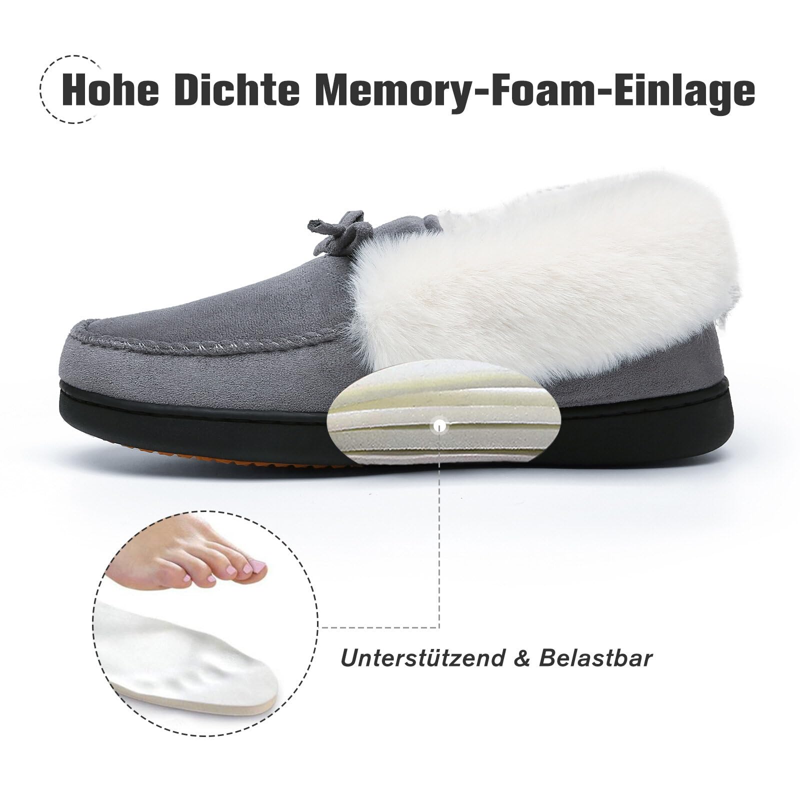 Mishansha Ciabatte Donna Invernali Peluche Pantofole Schiuma di Memoria Gr.36-43