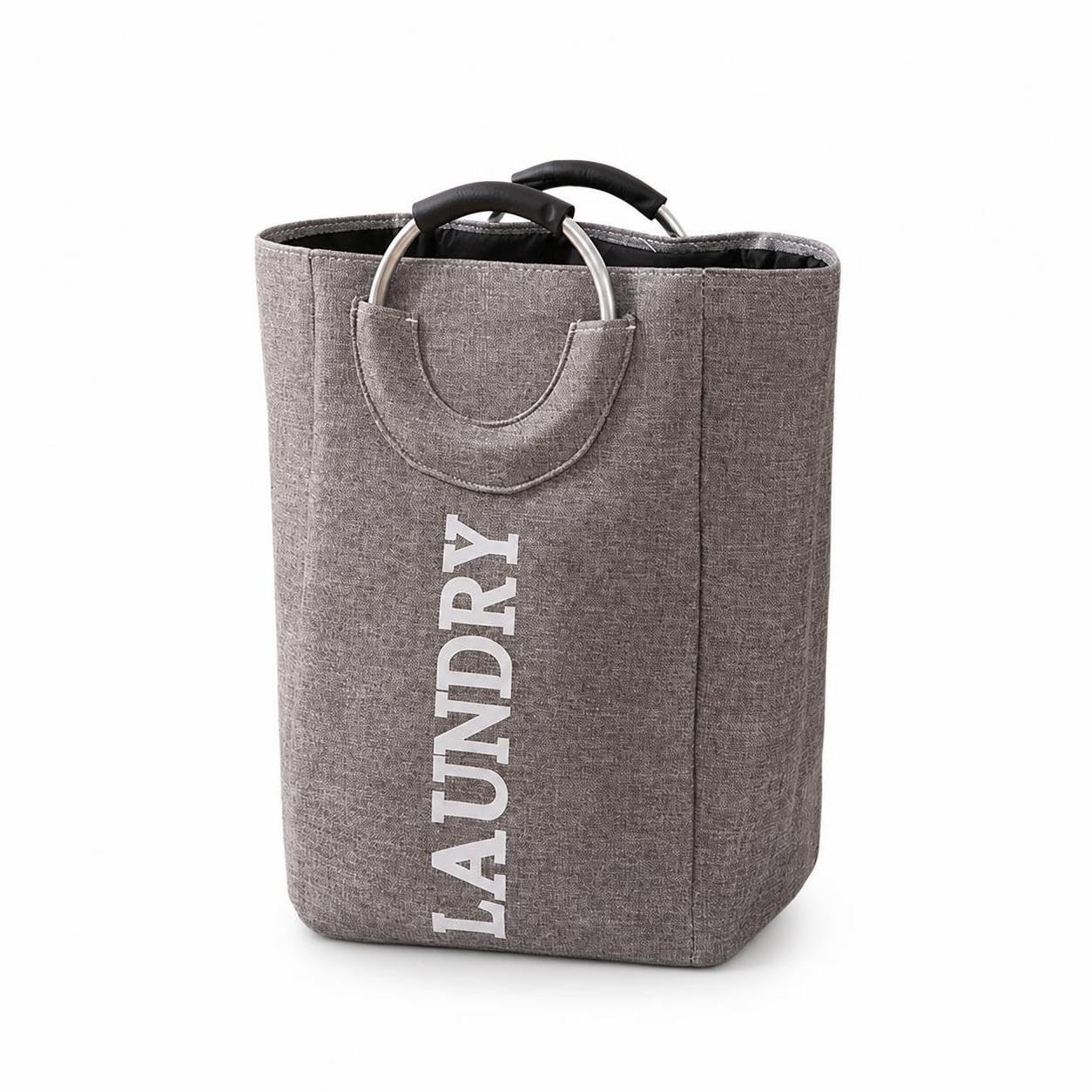 Cesto ropa sucia gris claro plegable para organizar el baño y la colada