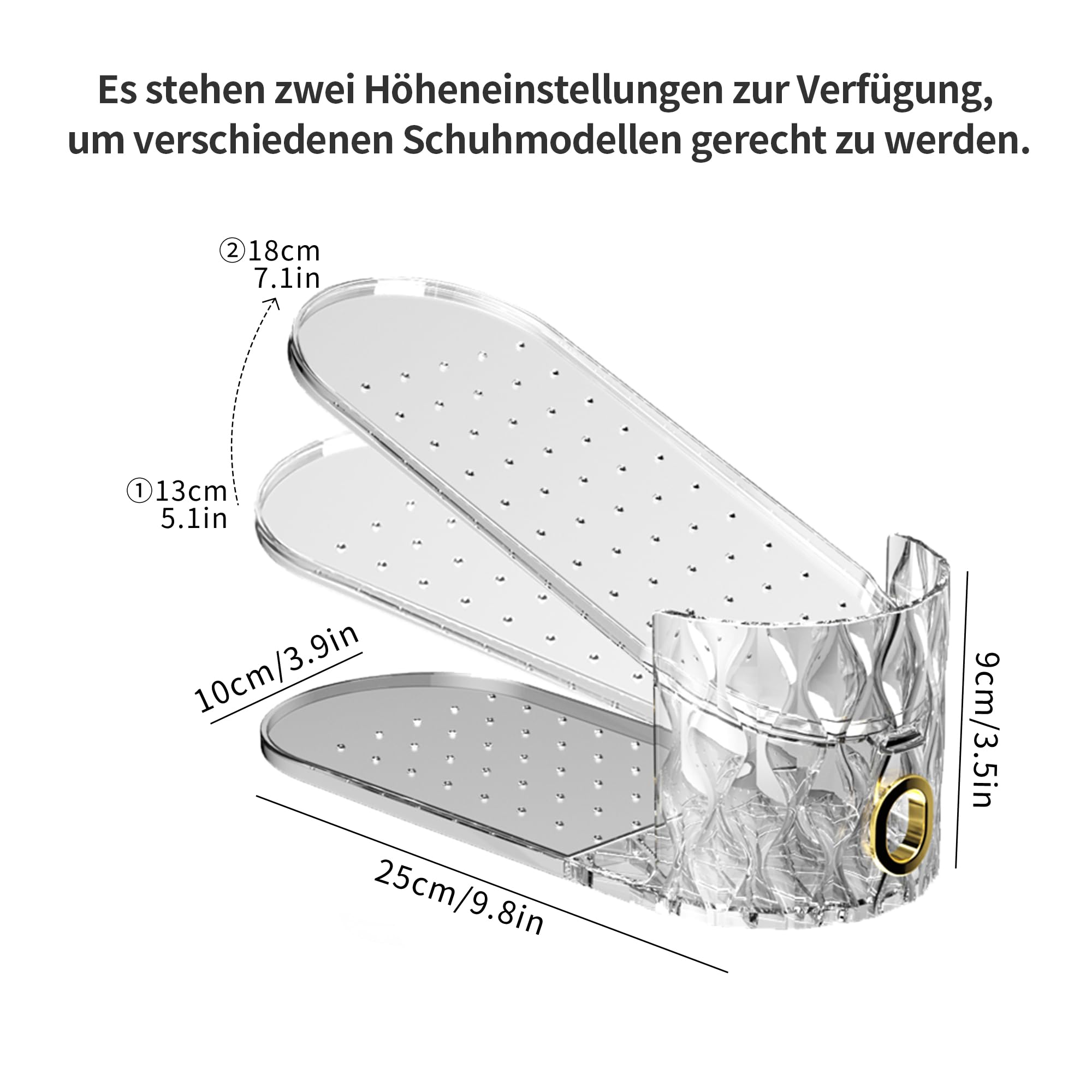 15 Stück verstellbare transparente Schuhschlitz-Organizer, platzsparend, doppellagig, Schuhregal Schuhstapler für Schuhaufbewahrung Schuhorganizer, stapelbarer Schuhhalter für Sneakers, Absätze un