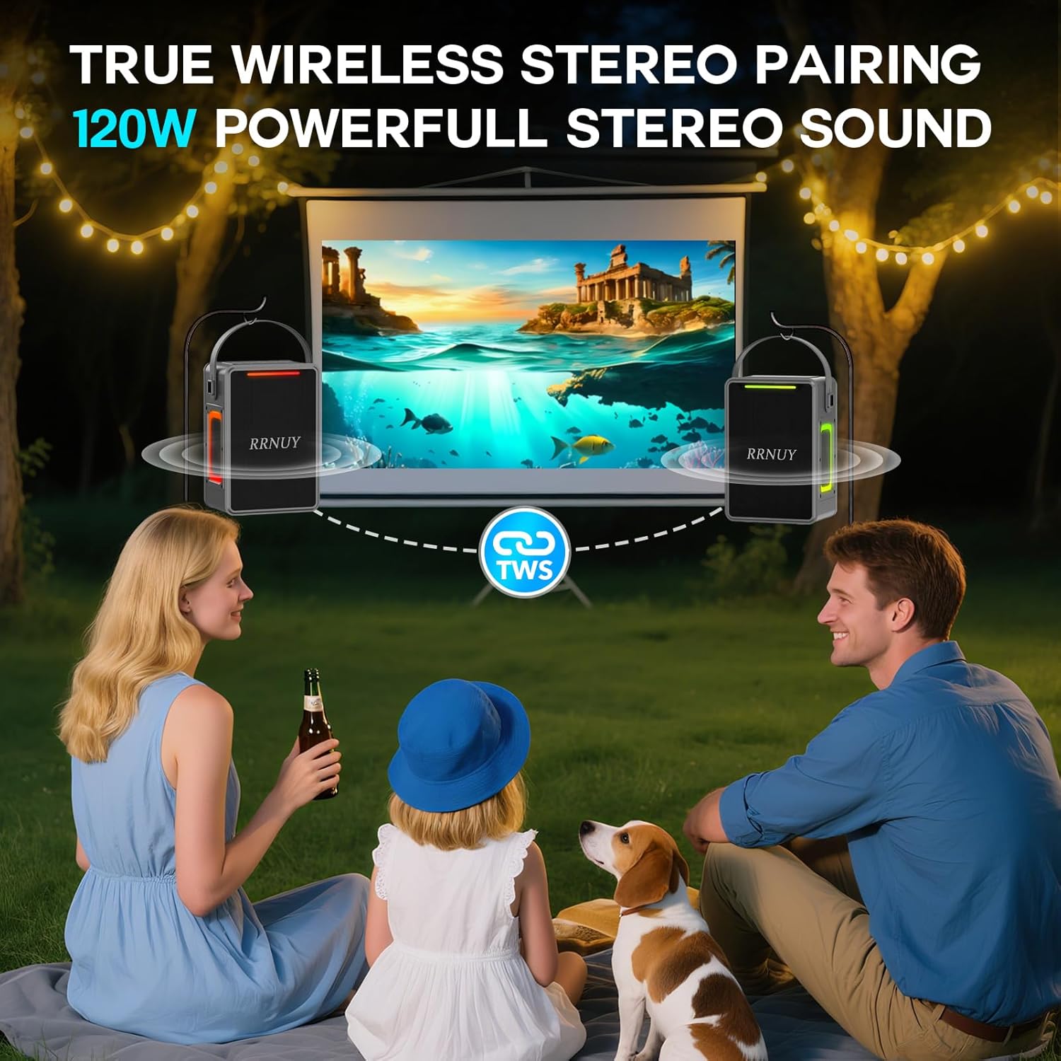 Portable Bluetooth Speaker 60W IPX6 Waterproof Wireless Speakers with Deep Bass, TWS Pairing, DSP Stereo Sound, Led Light, Big Powerful Loud Outdoor Boombox for Home Party Camping Beach - Image 5