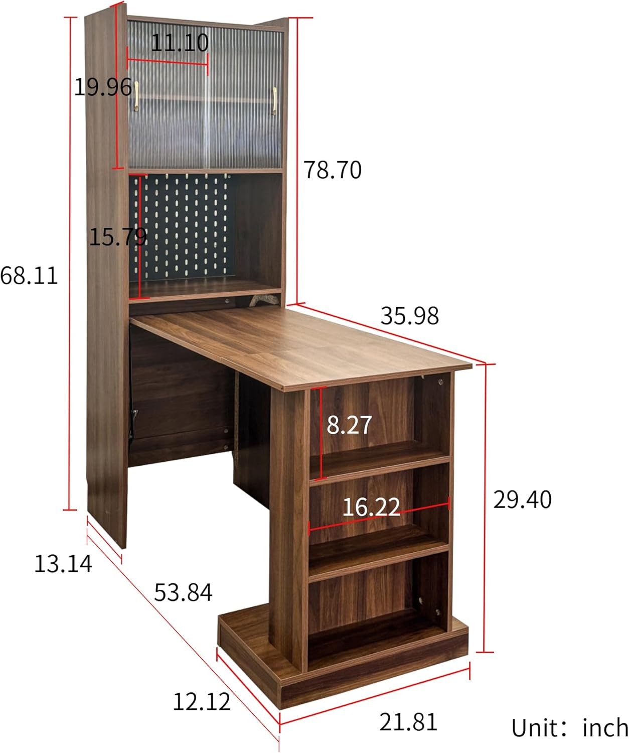 Folding Desk with Storage, Space-Saving Foldable Computer Desk for Small Spaces, Writing Study Table for Home Office, Bedroom, Dorm, Apartment
