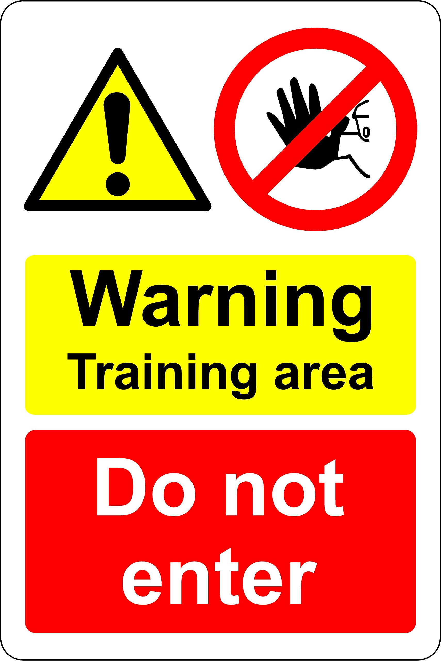 Warning training area do not enter Safety sign - 1.2mm Rigid plastic 200mm x 150mm