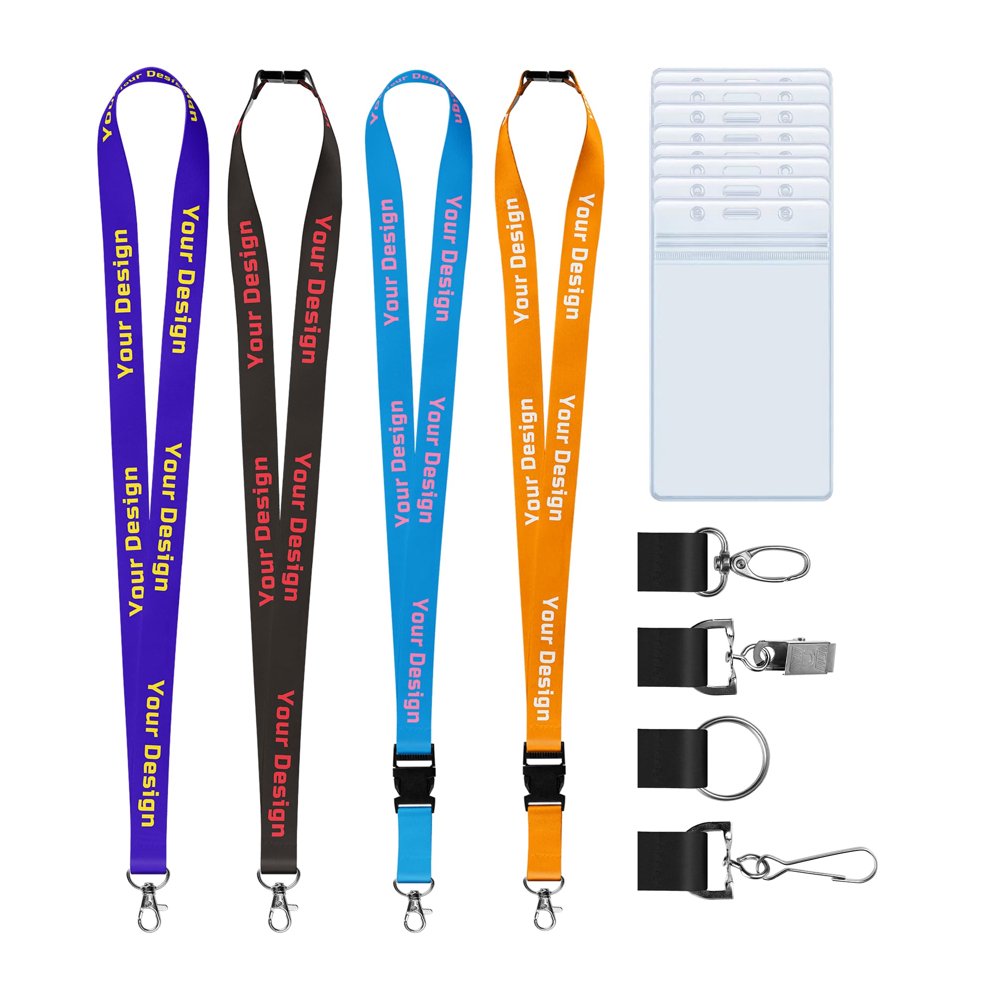 30/50/100 PCS Personalized Lanyards Bulk with Logo Text Name Icon for Women Men Custom Lanyard Office Company Use (with Badge Holder)