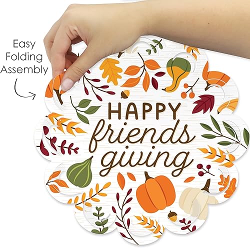 Miniatura 5 de Big Dot of Happiness Fall Friends - Decoraciones de mesa redonda para fiesta de Acción de Gracias, cargadores de papel, ajuste de lugar para 12
