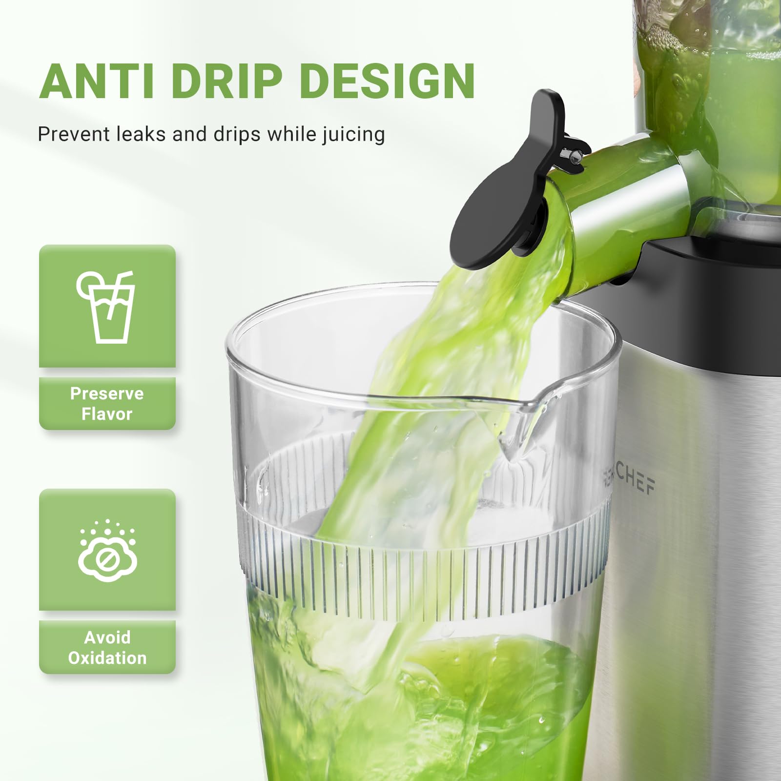 AMZCHEF Slow Juicer Pionowa sokowirówka z otworem 79 mm do warzyw i owoców, zwycięzca testu – ze stali nierdzewnej Slow Juicer z zabezpieczeniem przed kapaniem – różowa