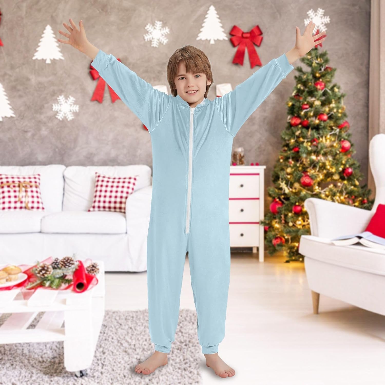 Sleepwear Holiday Pajamas Cute Soft Hooded Holiday Costume for Christmas Home 4-14Y