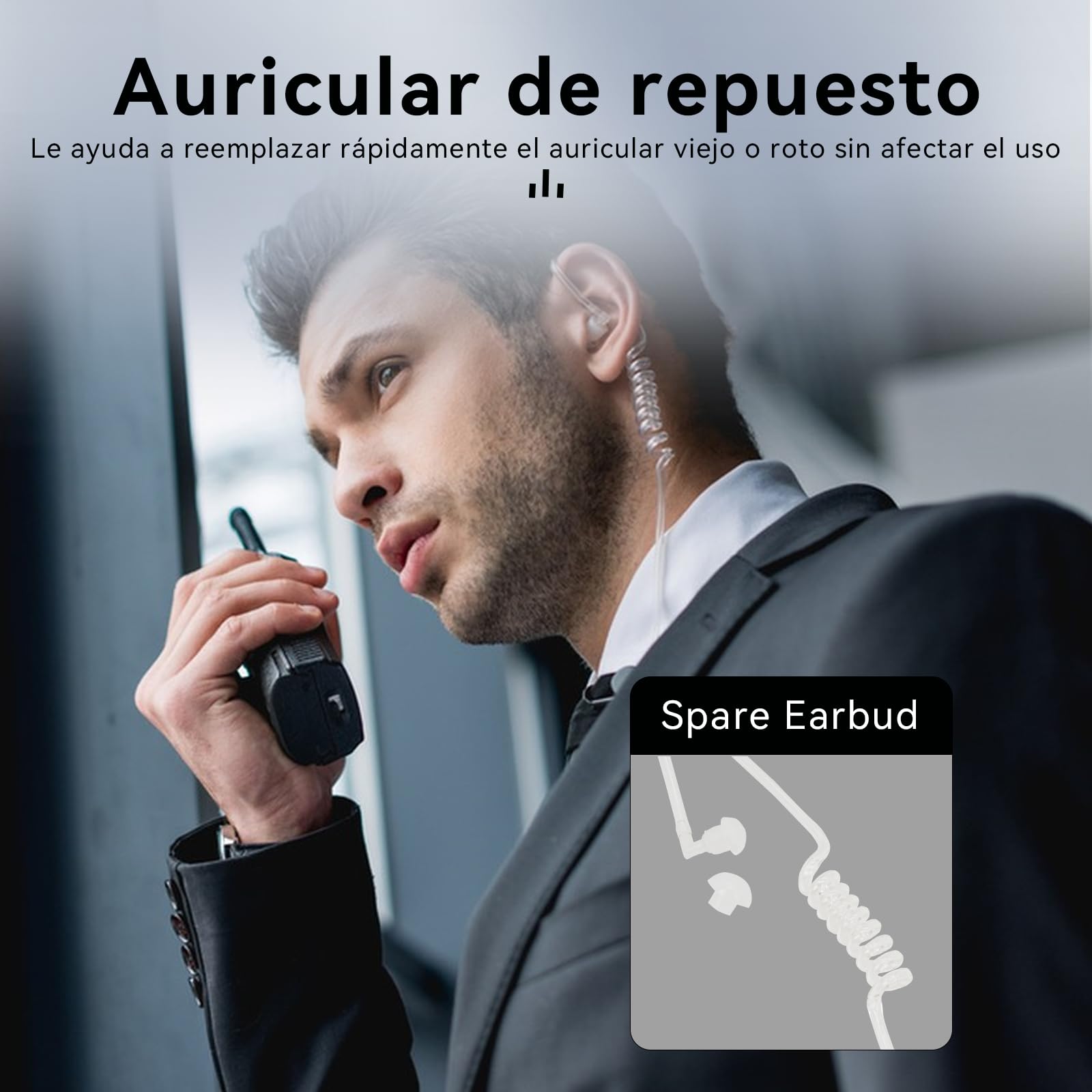 Retevis Cancelación Activa De Ruido Walkie Talkie Auricular, Auriculares con Chip De Reducción de Ruido,Pinganillo Walkie Talkie Compatibles con eSynic RT24 RT27 Radio Auricular(2 Piezas)