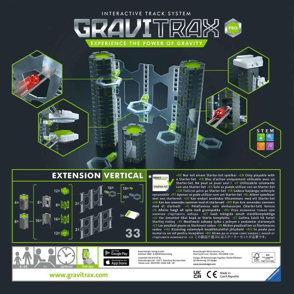 Ravensburger GraviTrax PRO Vertical Expansion Set - Advanced Marble Run STEM Toy | Encourages Experimentation and Creativity | Compatible with All GraviTrax Systems | Gift for Kids Age 8+