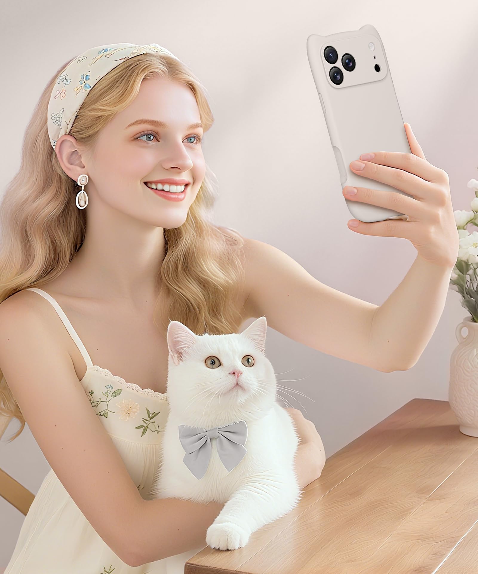 GolbinBox Funda magnética para iPhone 17 Pro Max, compatible con MagSafe, protección completa de la cámara, funda de silicona líquida con bonita oreja de gato, funda de cuerpo completo a prueba de