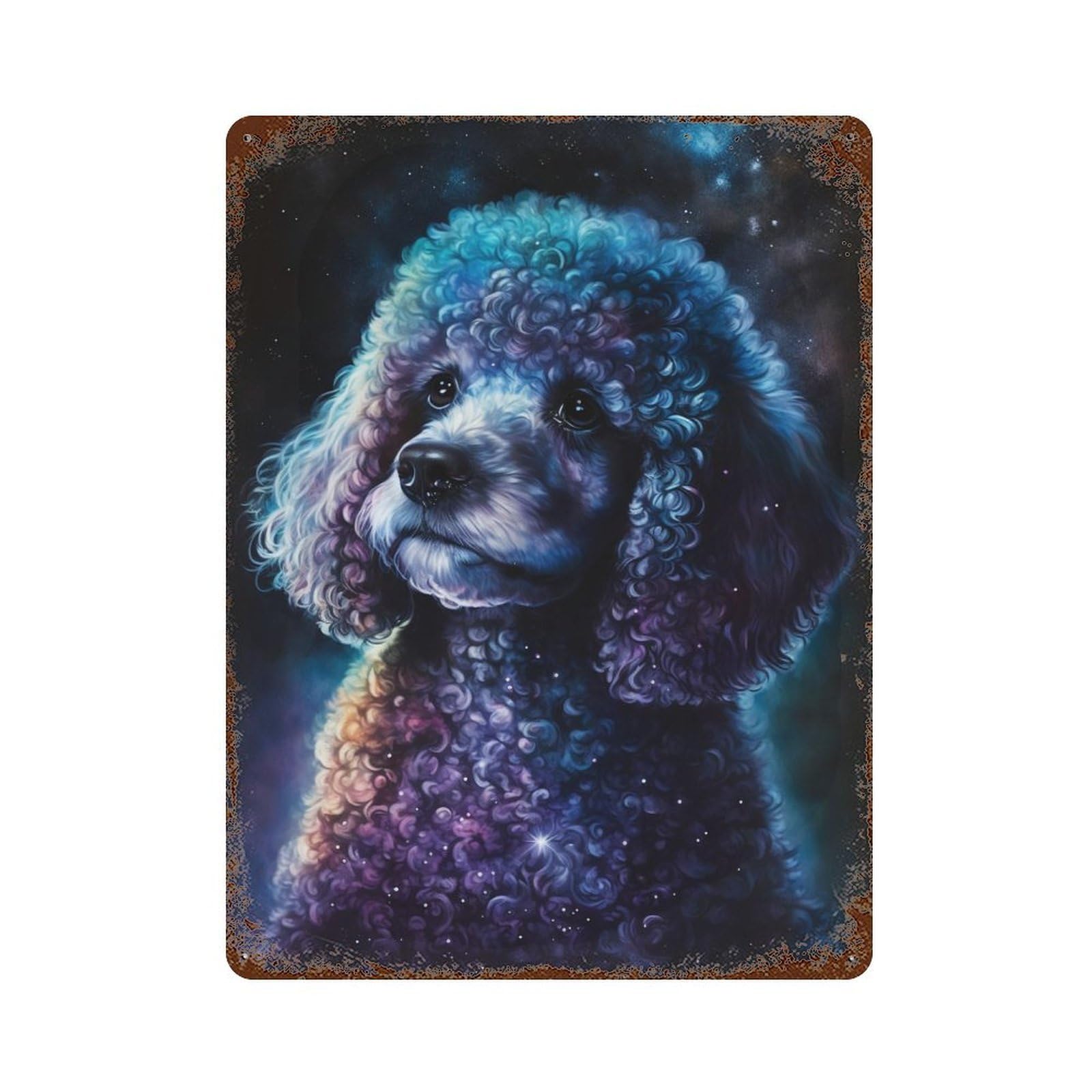 Cosmic Poodle Art Print-11 Vintage Metal Tin Sign 15.7"x11.8", Ideal for Living Room, Hallway And Home Decor