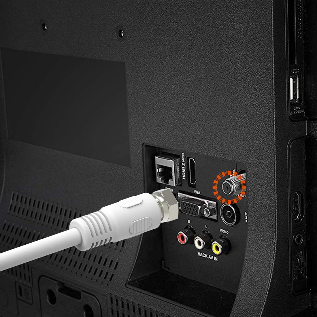 Zestaw 2 kabli koncentrycznych RG6 0,9 m, kabel koncentryczny RG6, biały, 75 Ohm, kabel antenowy TV ze złączami F męski, idealny do TV DVR, satelity