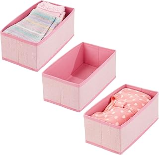 mDesign corbeille de rangement pour bébé (lot de 3) – box de stockage en polypropylène pour produits de bébé, couettes, etc. – module de rangement idéal aussi pour les jouets – rose