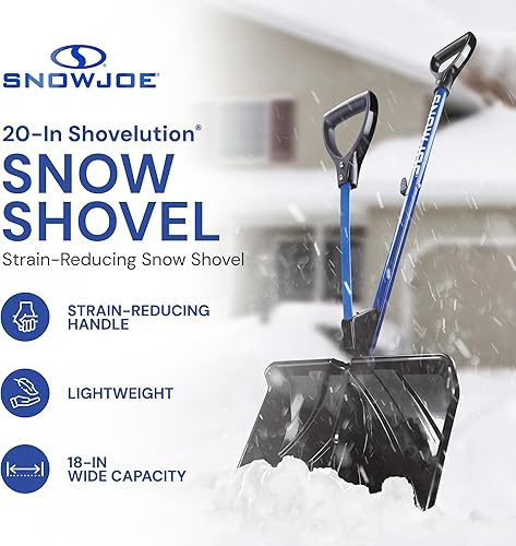 Miniatura 2 de Snow Joe SJ-SHLV20 Shovelution Pala para Nieve con Mango de Asistencia por Resorte, Pala de Servicio Pesado para Remoción Rápida de Nieve, 20