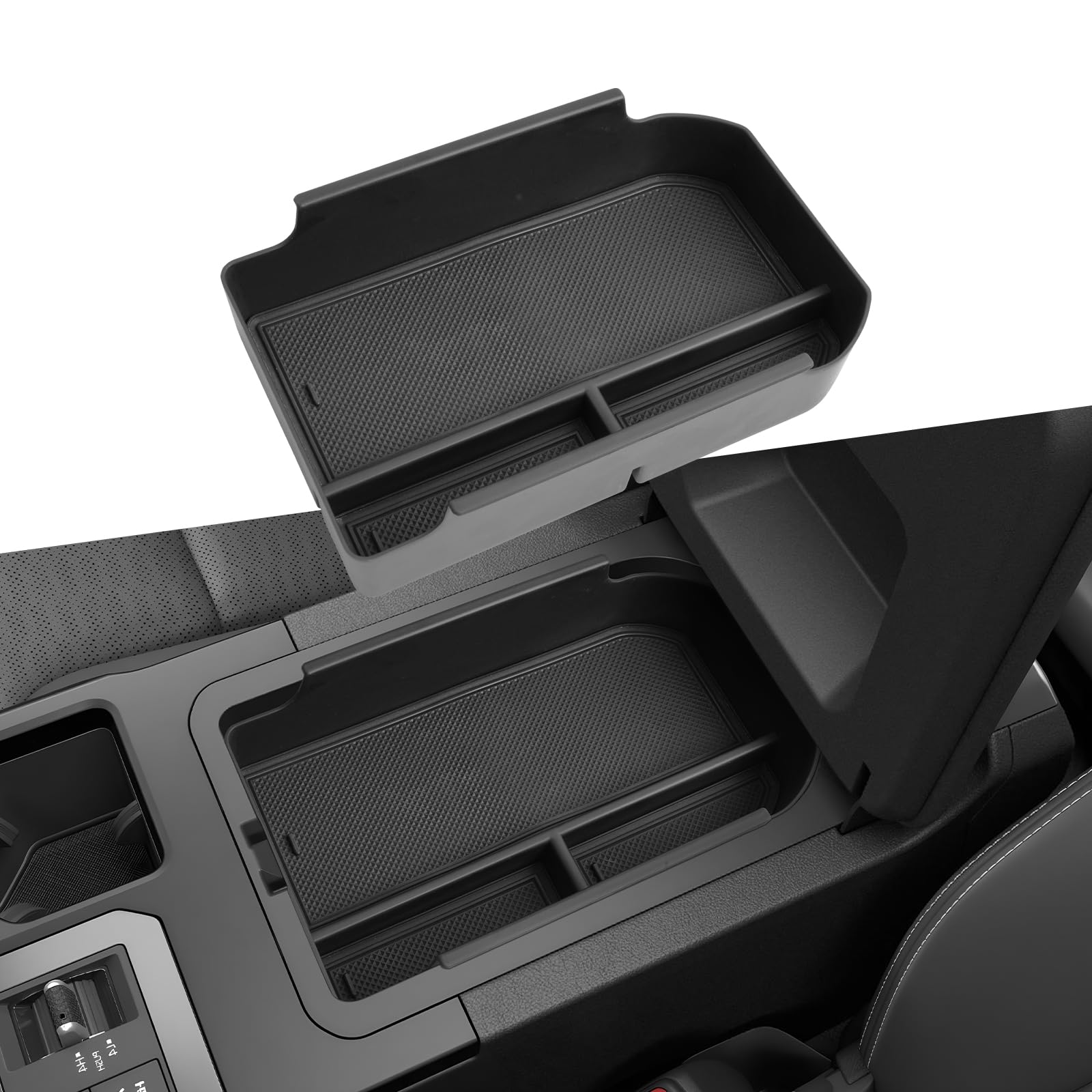 LUWU 2024 Land Cruiser Center Console Organizer Compatible with Toyota Land Cruiser Prado J250 2024 2025 Accessories Interior ABS Armrest Storage Box Armrest Tray Organizer Insert (Not Fit Cool Box)