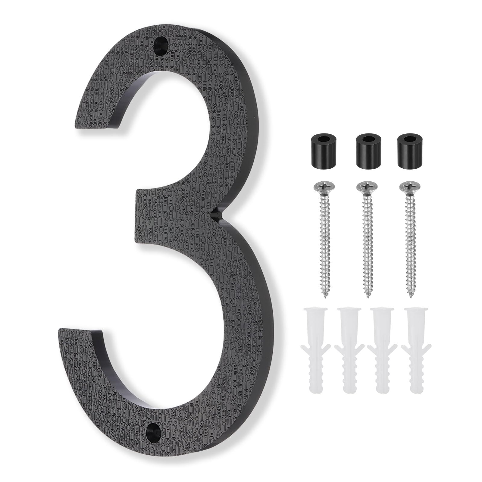 PATIKIL 10 Inch House Number, House Address Numbers Sign Large Floating Modern with Screws for Outside Door Wall Street Black, 3