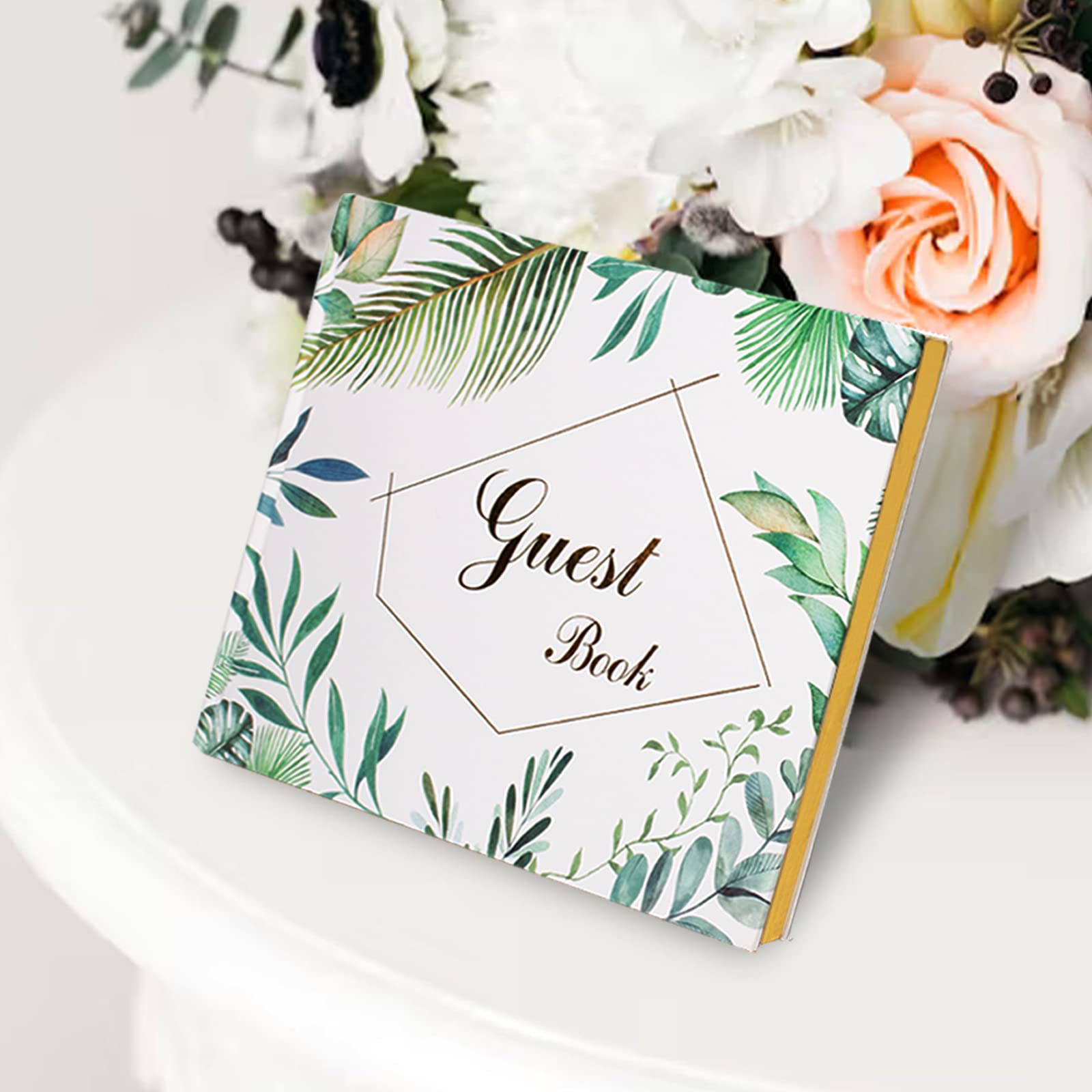 Gästebuch zur Hochzeit, Einschreibbuch für Hochzeitsempfang, Babyparty, Gästebuch Polaroid mit Goldfolie vergoldeten Kanten