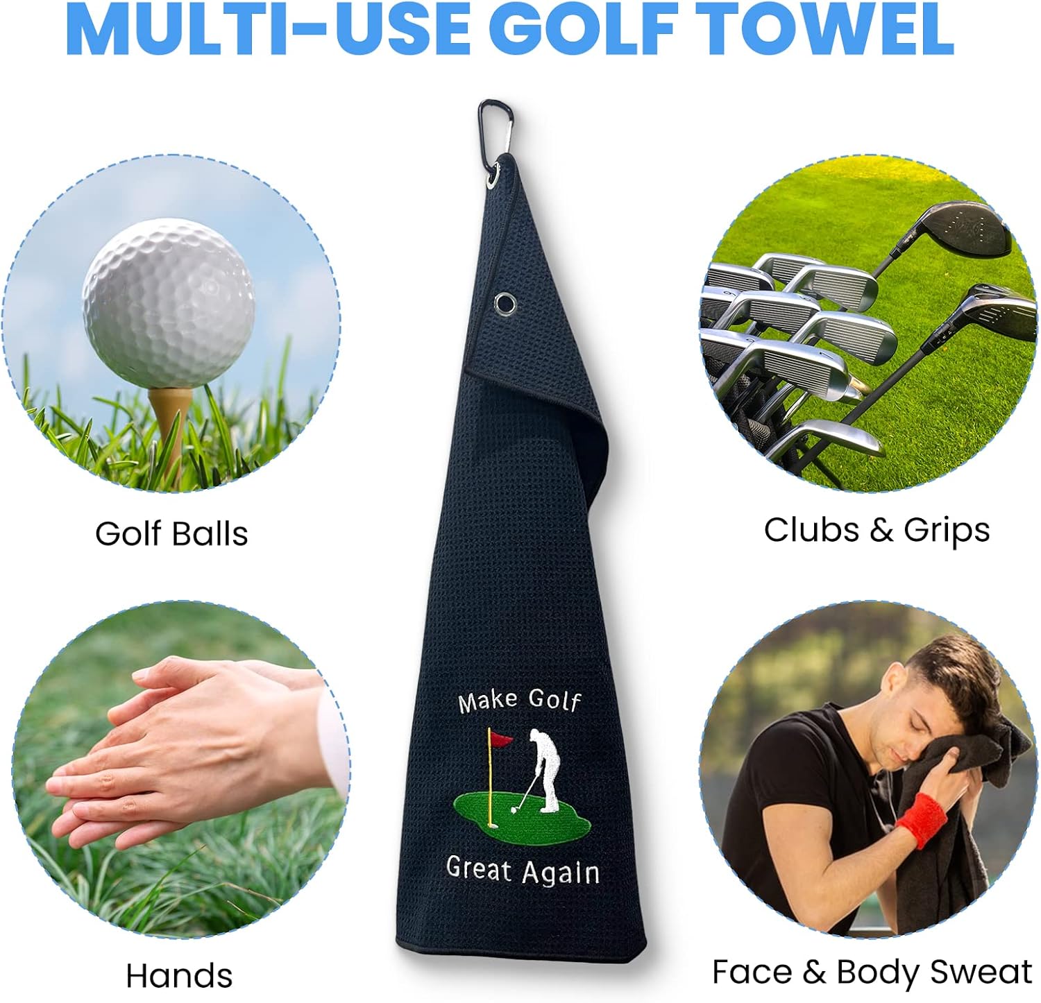 review Funny Golf Towel - Embroidered Golf Towels for Golf Bags with Clip - Personalized Golf Towels for Golf Bags for Men Women - Golf Gift for Men Husband Boyfriend Dad Golf Fan