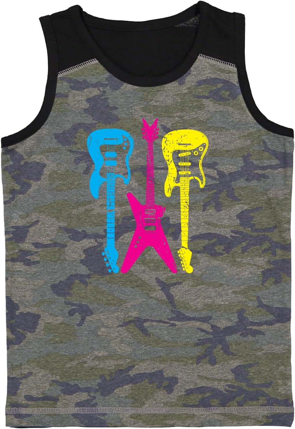 Neon Guitars - Rock Star Musician Youth Contrast Back Tank Top