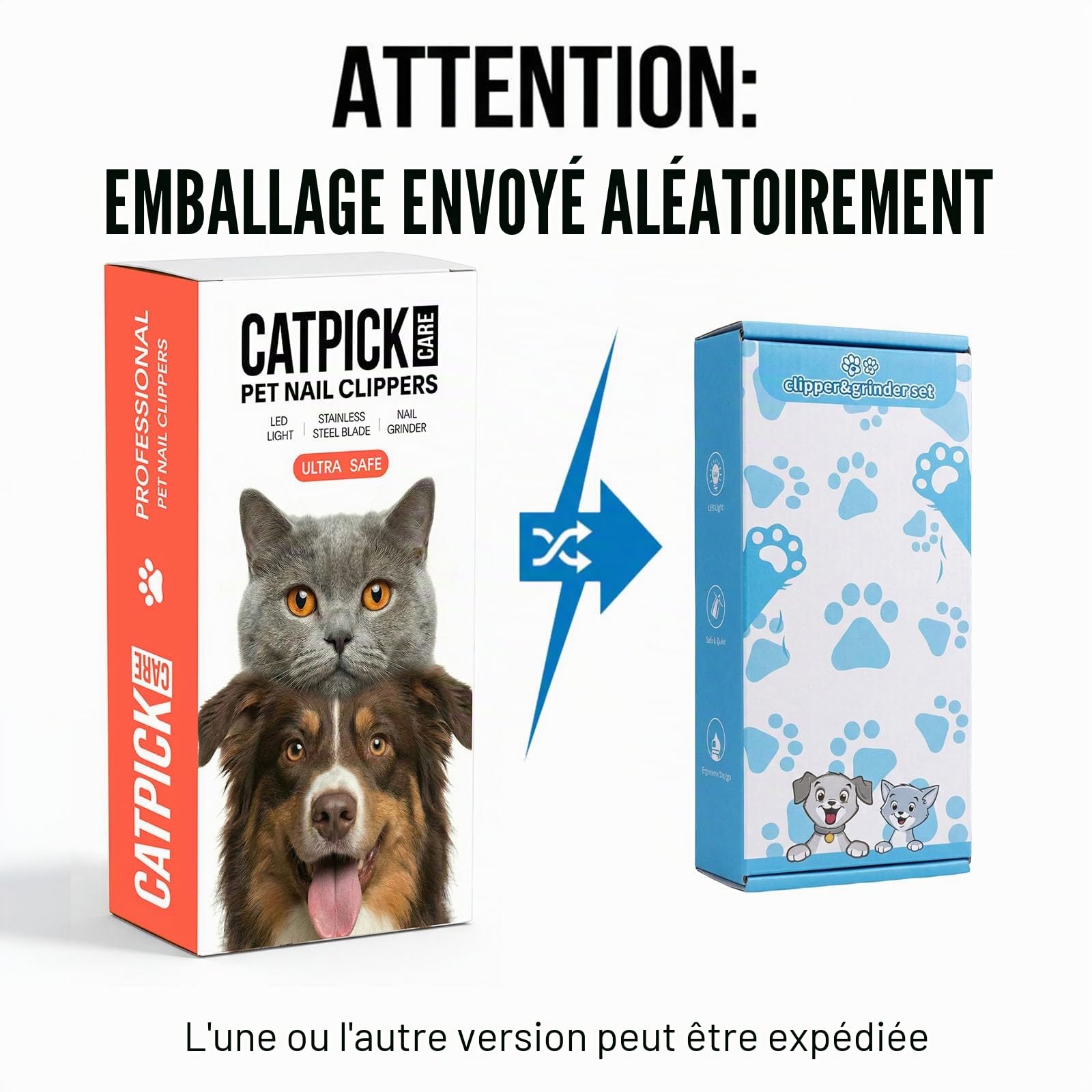 Coupe-griffes 2 en 1 pour chien et chat avec lumière, coupe-griffes et broyeur de type C