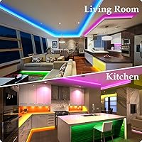 Vista 6 de Micomlan 82Ft/25m LED Strip Lights, Music Sync Color Changing RGB LED Strip Built-in Mic, Bluetooth APP Controlled Home Lighting for Living Room