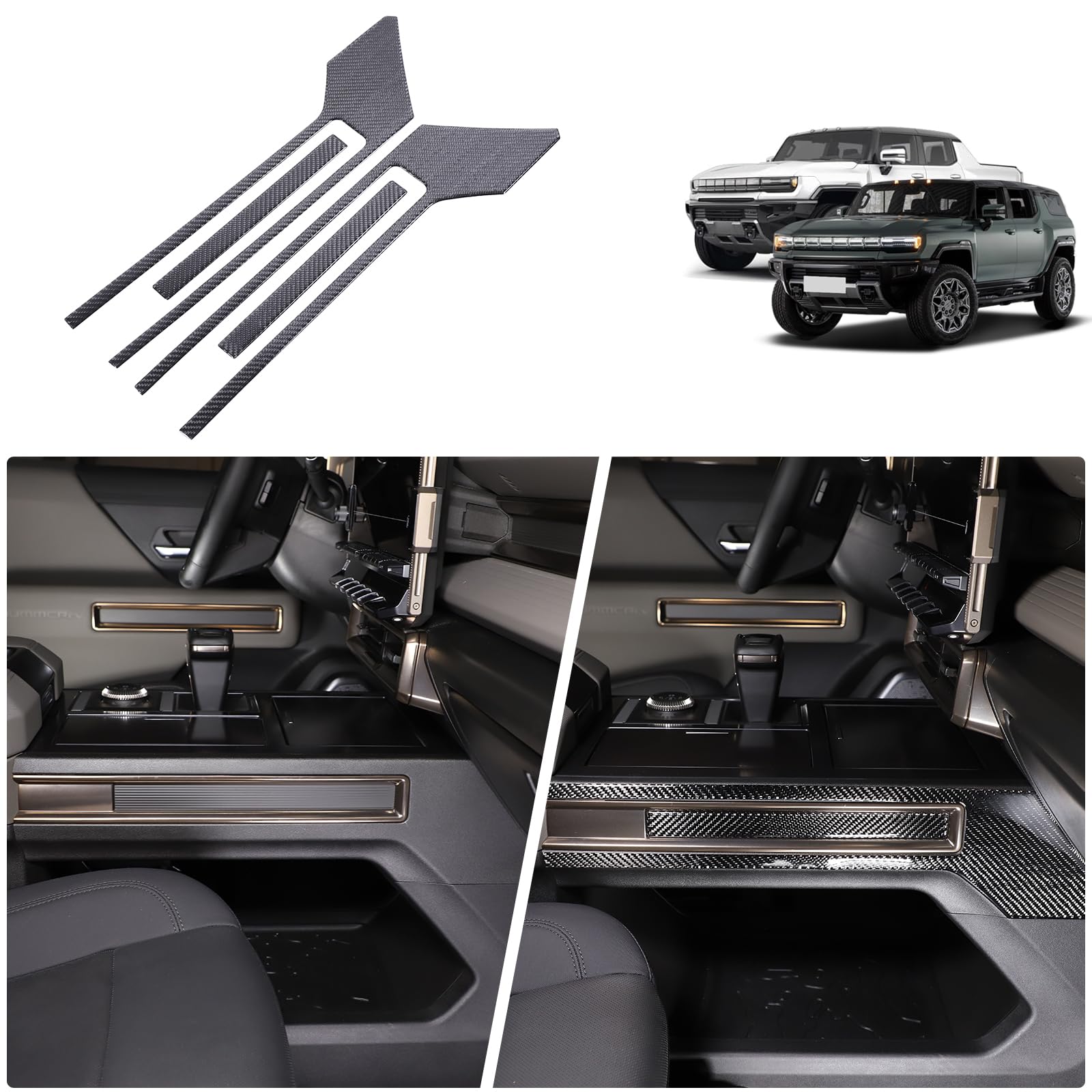 Aotumcer Gear Shift Console Trim Frame Compatible with Hummer EV 2024+, Center Console Side Panel Trim Frame Cover, for Hummer EV Center Console Side Dust Resistant Protector Cover