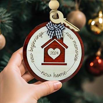 House Warming Gifts New Home - New Beginnings New Memories New Home, Housewarming Gifts for Women, Couple - Christmas New Home Gifts for Home, New Home Owners Gift - Wooden New Home Ornament 2024