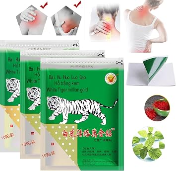 30pcs Extra Large Tiger Heat Patches,Tiger Relieving Patches,Tiger Back Patch,Ultra Strength Heat Patches for Muscle Joint of Knee Shoulder Neck, Gree