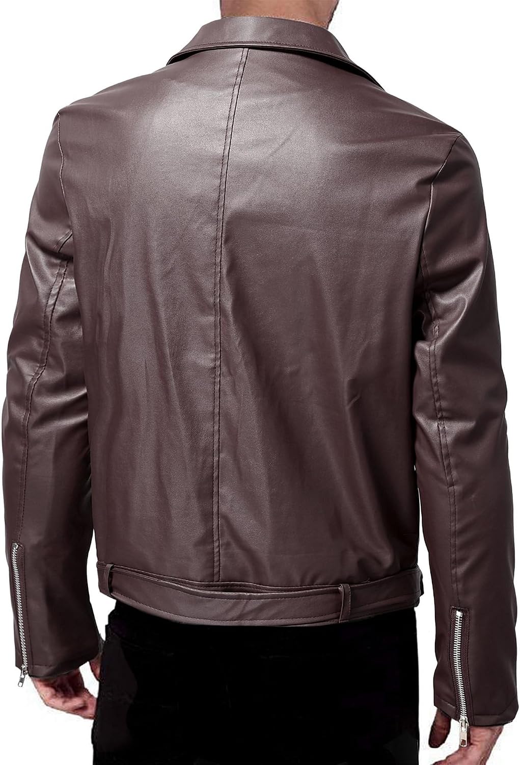 Maiyifu-GJ Men's Leather Jacket Stylish Causal Faux Leather Motorcycle Jacket Lightweight Zip-Up Slim Fit Biker Coat