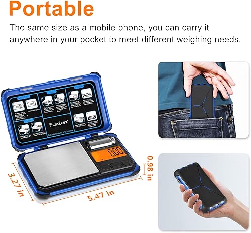 Miniatura 6 de Fuzion TRI - Báscula digital de 7.05 oz en incrementos de 0.00 oz, báscula digital de bolsillo, 6 unidades de medida para alimentos, joyas, hierbas,