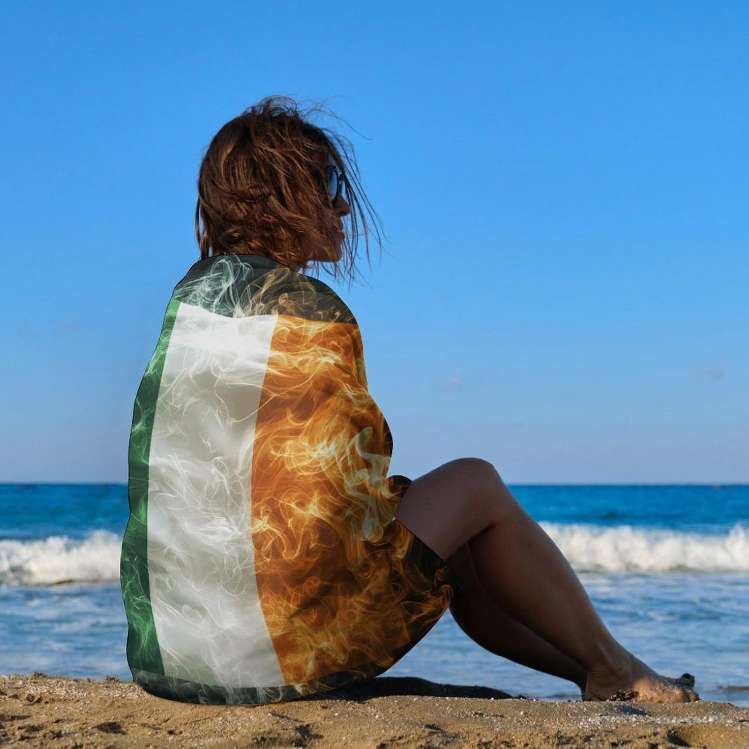 Ireland Irish Flag Oversized Beach Towel Soft Absorbent Pool Bath Swim Towels for Adults Travel Vacation Gifts 130x80cm