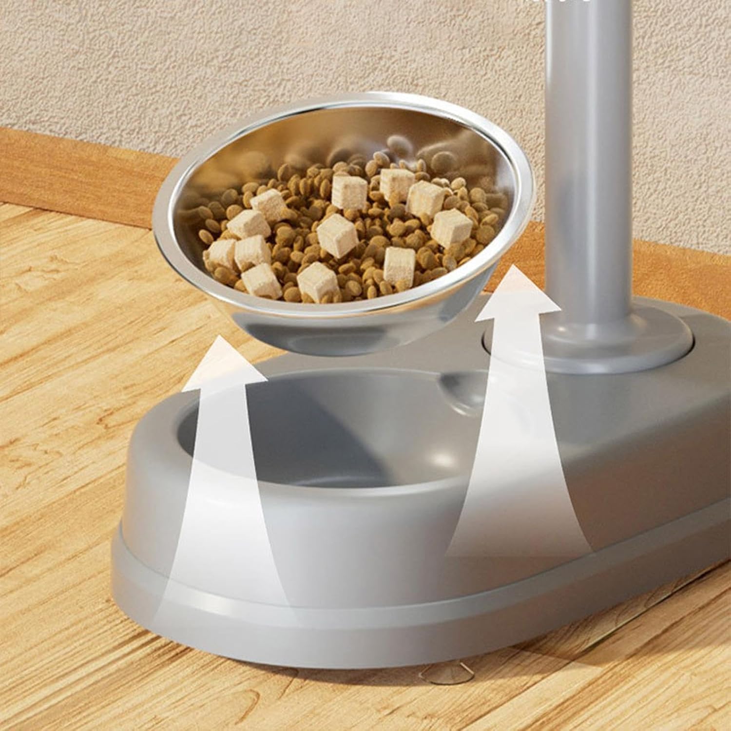 Pet Standing Water Dispenser Feeder Bowl, Dog Automatic Food Dispenser with Water Bottle Combined Bowl, Double Layer Pet Drinking Water Feeder for Both Cats and Dogs (Green)