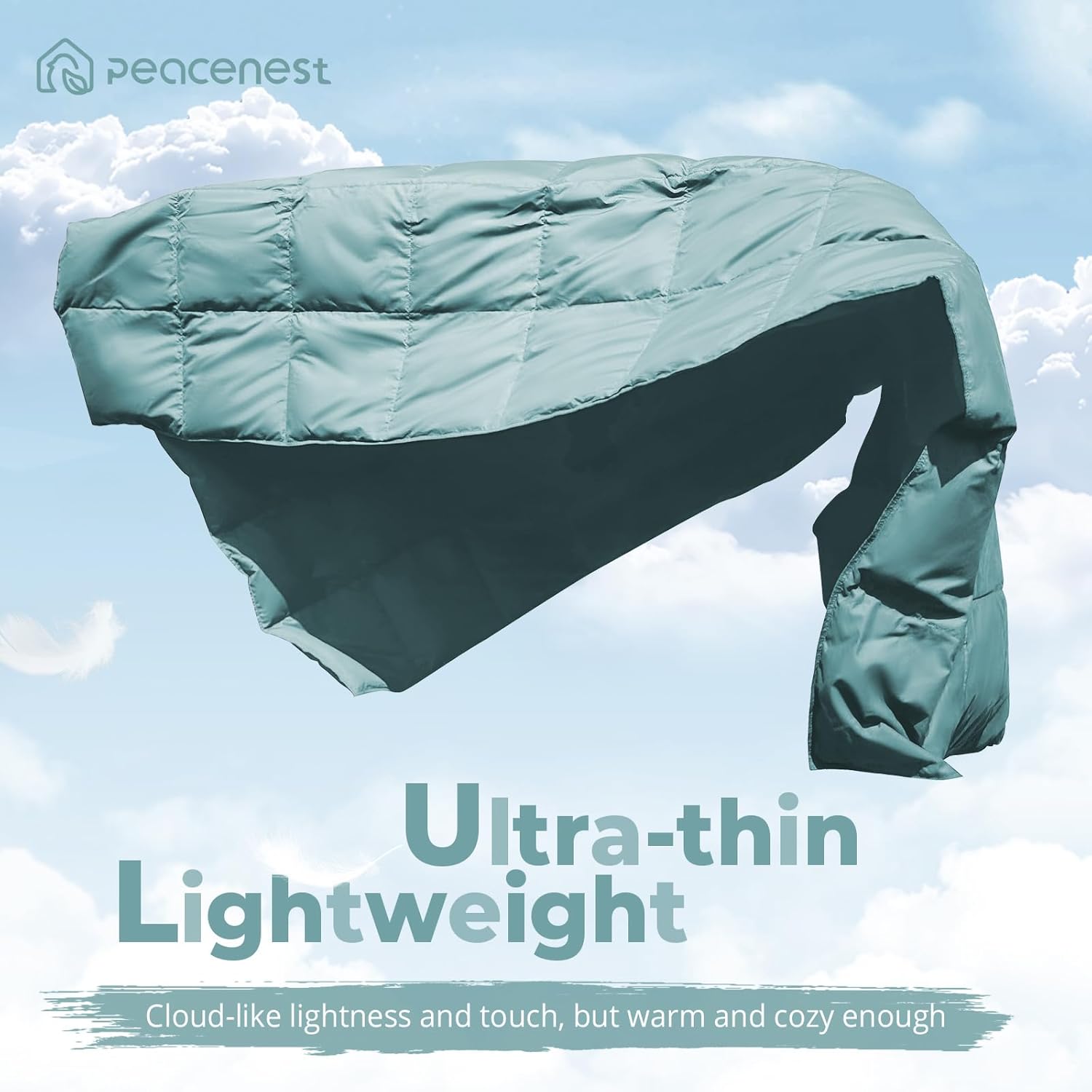 Peace nest Down Throw Blankets for Couch 50x70 Down Blanket for Indoor and Outdoor Throw Blanket use Soft Lightweight Throw Blanket Turquoise - Image 3