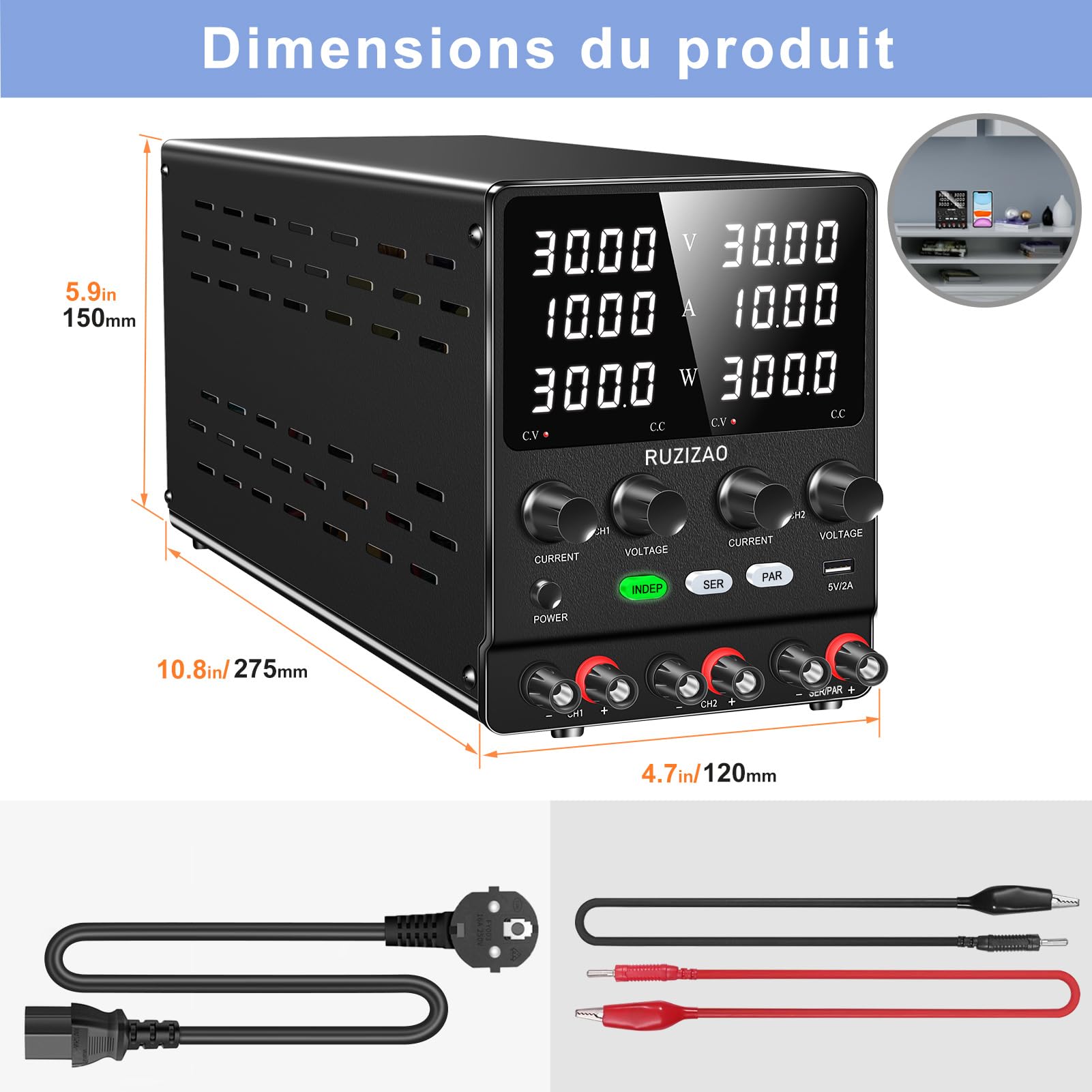 Alimentation de Laboratoire 30V 10A Série Parallèle Alimentation Réglable 60V10A 30V20A Encodeur DC Alimentation Réglable Double Sortie Alimentation de Laboratoire Réglable 4 en 1