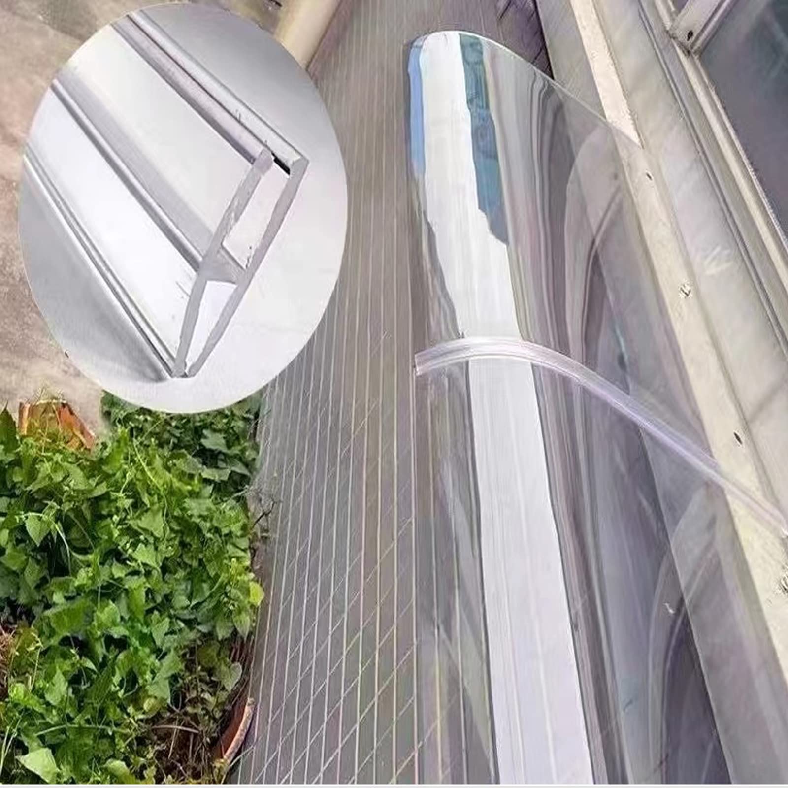Tettoia In Policarbonato Trasparente 3mm Per Porte E Finestre - 40x100 Cm, Parapioggia, Antivento, UV