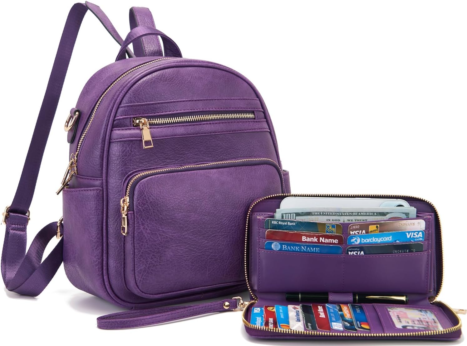 Idesort Small Backpack Purse for Women Girls Cute Backpacks Purse set with Wallet Convertible Shoulder bag - Image 6