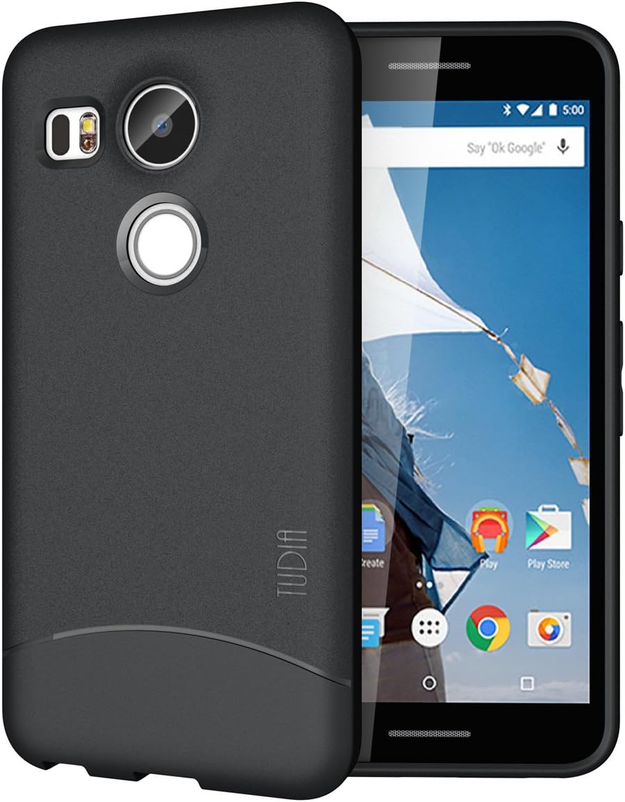 TUDIA Full-Matte ARCH TPU Bumper Protective Case for Nexus 5X [Updated Version: With Microphone Cut Out] (2015) (Black)