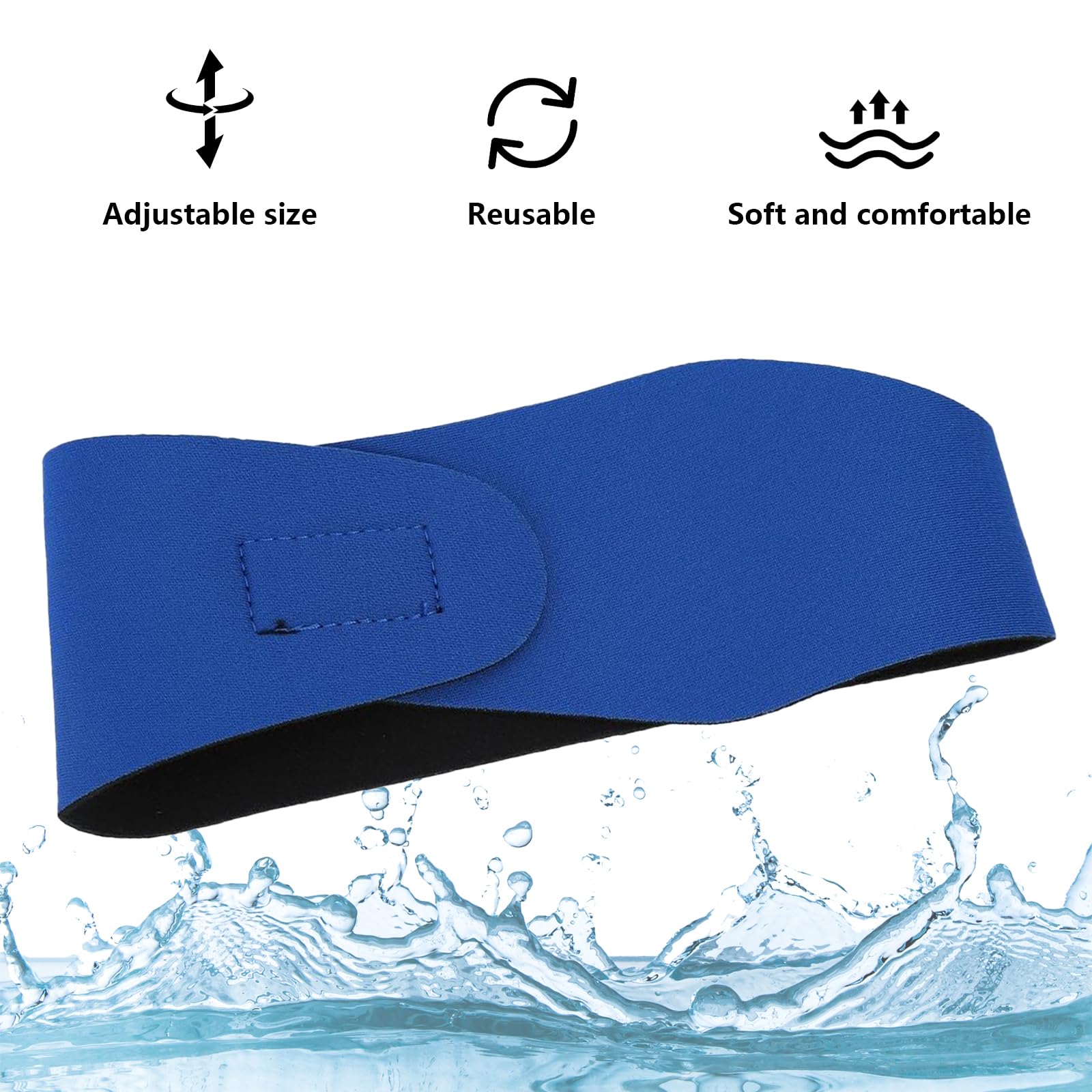 Lot De 2 Bandeaux De Natation En Néoprène – Réglables, Imperméables, 59 Cm – Pour Surf, Baignade, Protection Auditive