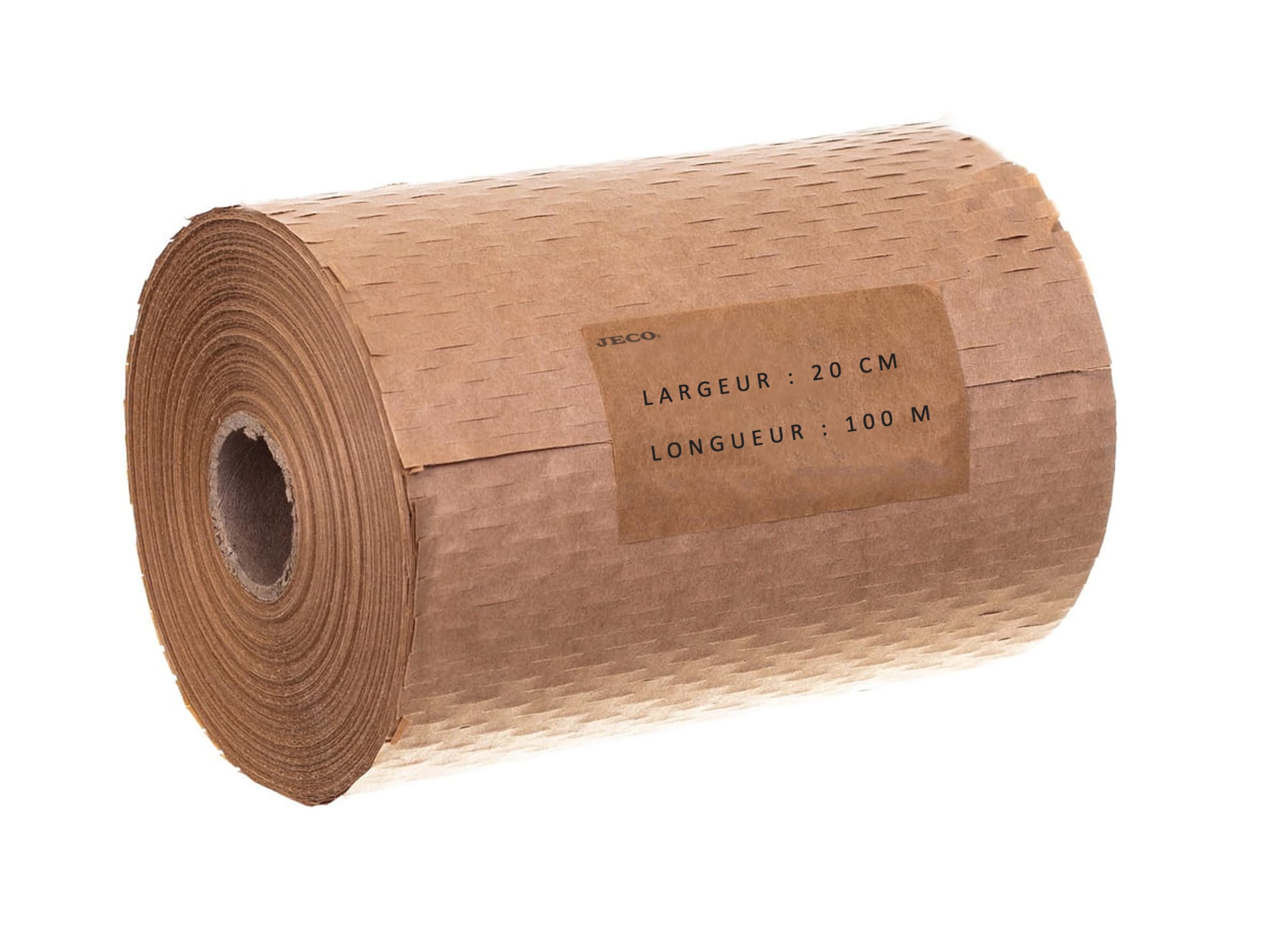 Jeco - Lot de 2 rouleaux de papier kraft en nid d’abeille 20cm x 100m Emballage écologique pour protection, rembourrage, emballage cadeaux, déménagement, remplace le film bulles