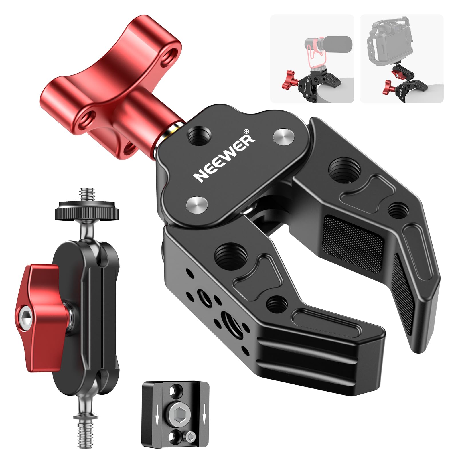 Amazon.com : NEEWER Super Clamp with Dual Ballhead Magic Arm, Cold Shoe ...