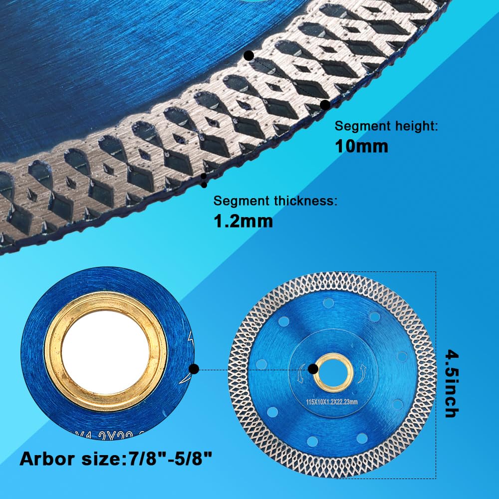 5Pc/Lot 4.5 in Tile Saw Blade Super Thin Diamond Blade Porcelain Cutting Blade for Granite Marble Porcelain Tile…