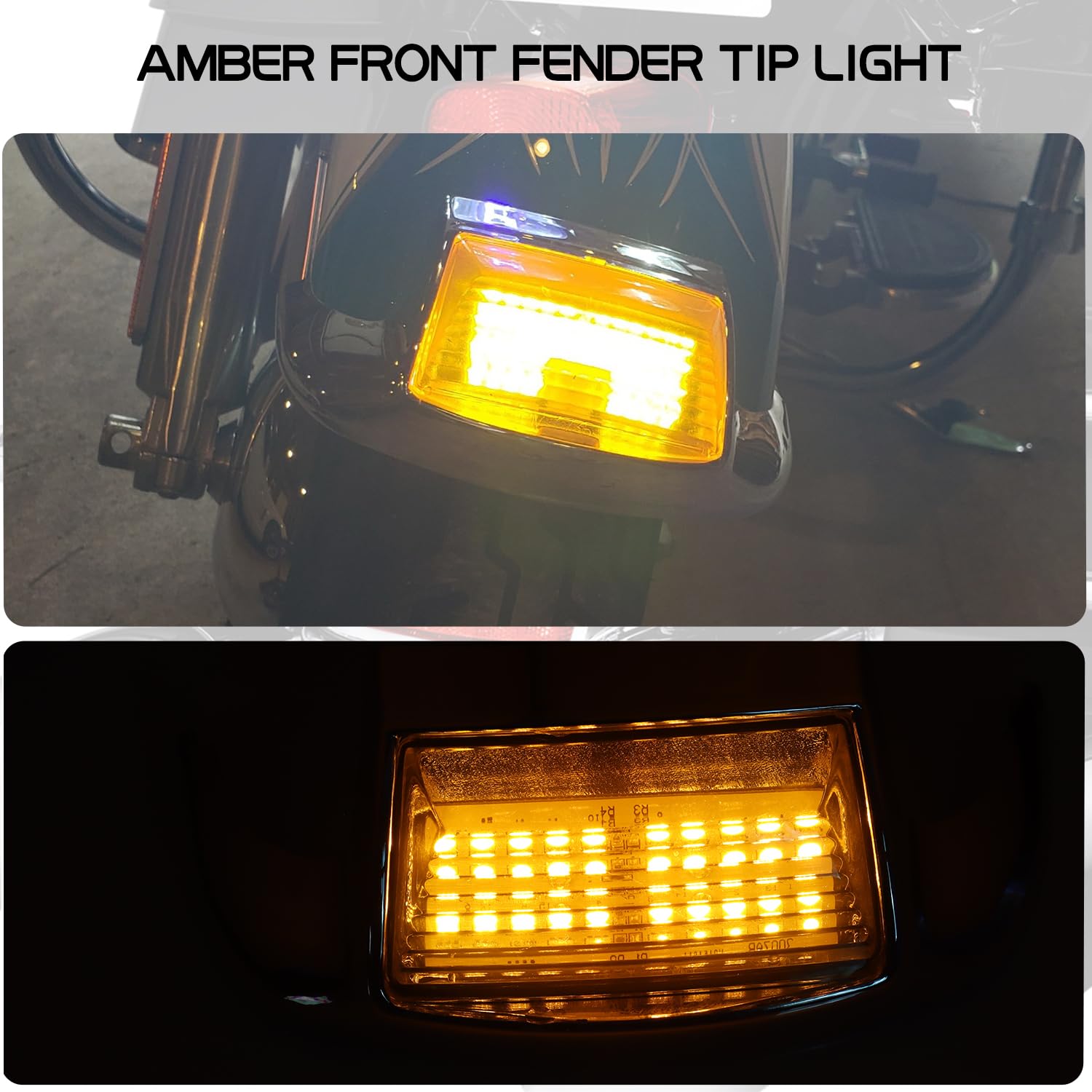 MotoParAcc Front Rear Smoked Fender Tip Lights LED Turn Signals Compatible with Harley FLHTPI FLHP Touring Road King FLHR Electra Glide Ultra Classic Heritage Softail FLST FLSTC FLHTC FLHTCU