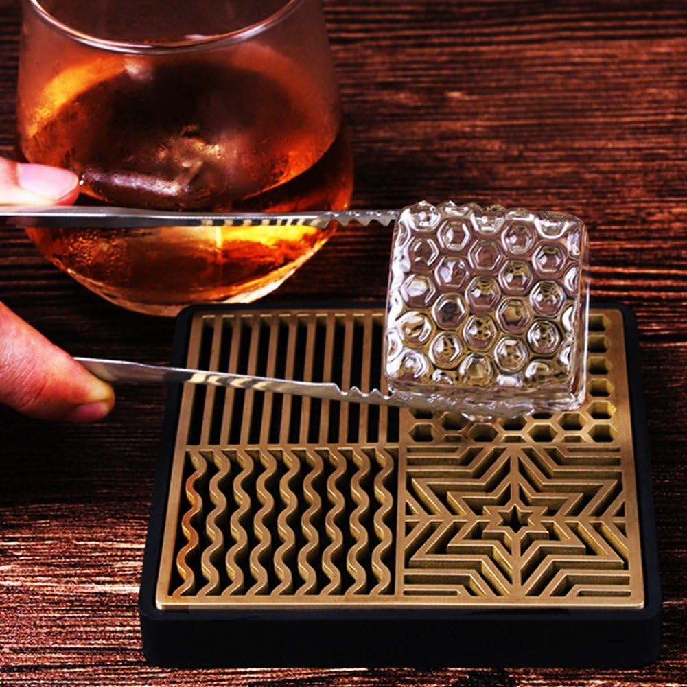 Bandeja para Estampar Hielo, Bandeja De Diseño De Hielo, Impresora De Cubitos De Hielo De Latón, Moldes De Hielo para Cócteles De Whisky, Accesorios De Barman para Estampar Cubitos De Hielo