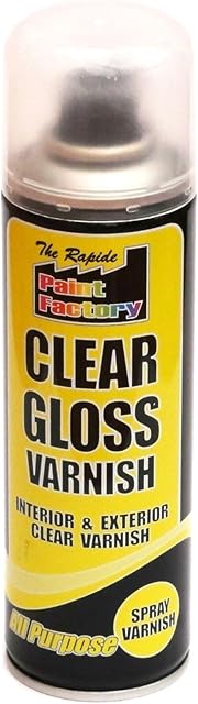 Paint Factory Clear Gloss Varnish Spray Exterior Interior Aerosol Can 250ml All Purpose (1 Pack)