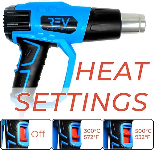 Miniatura 2 de VViViD REV Blaze Turbo - Pistola de calor de calentamiento de 3 segundos, 1500 W, 572.0 F - 932.0 F (572F - 932F)